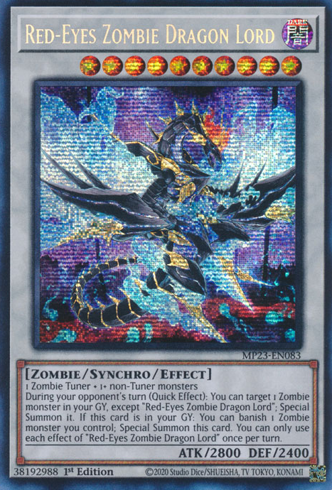 Red-Eyes Zombie Dragon Lord [MP23-EN083] Prismatic Secret Rare | Chromatic Games