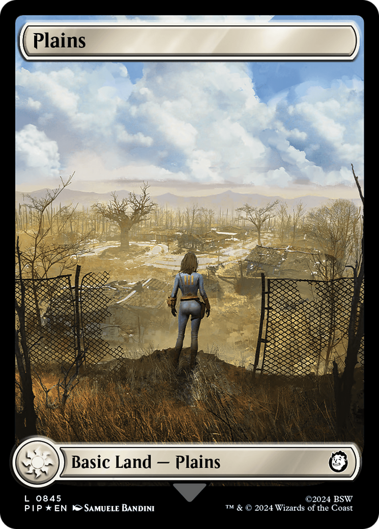 Plains (0845) (Surge Foil) [Fallout] | Chromatic Games