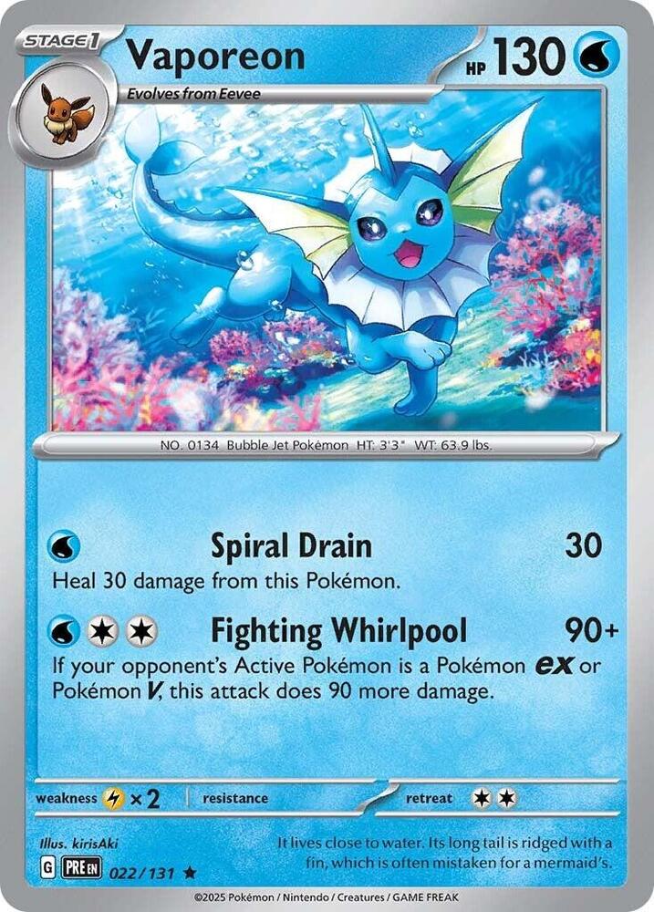 Vaporeon (022/131) [Scarlet & Violet: Prismatic Evolutions] | Chromatic Games