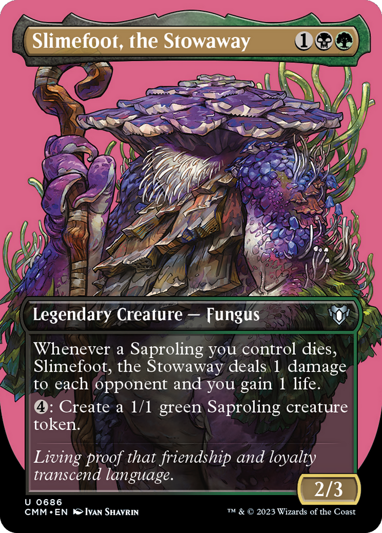 Slimefoot, the Stowaway (Borderless Profile) [Commander Masters] | Chromatic Games