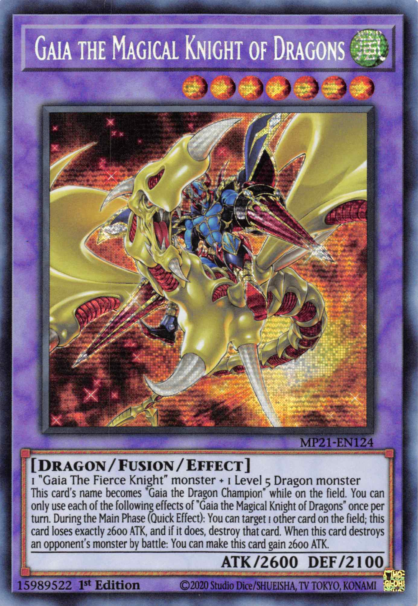 Gaia the Magical Knight of Dragons [MP21-EN124] Prismatic Secret Rare | Chromatic Games