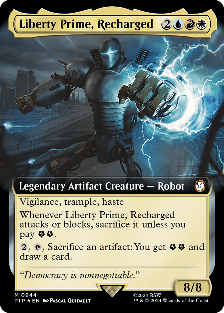 Liberty Prime, Recharged (Extended Art) (Surge Foil) [Fallout] | Chromatic Games