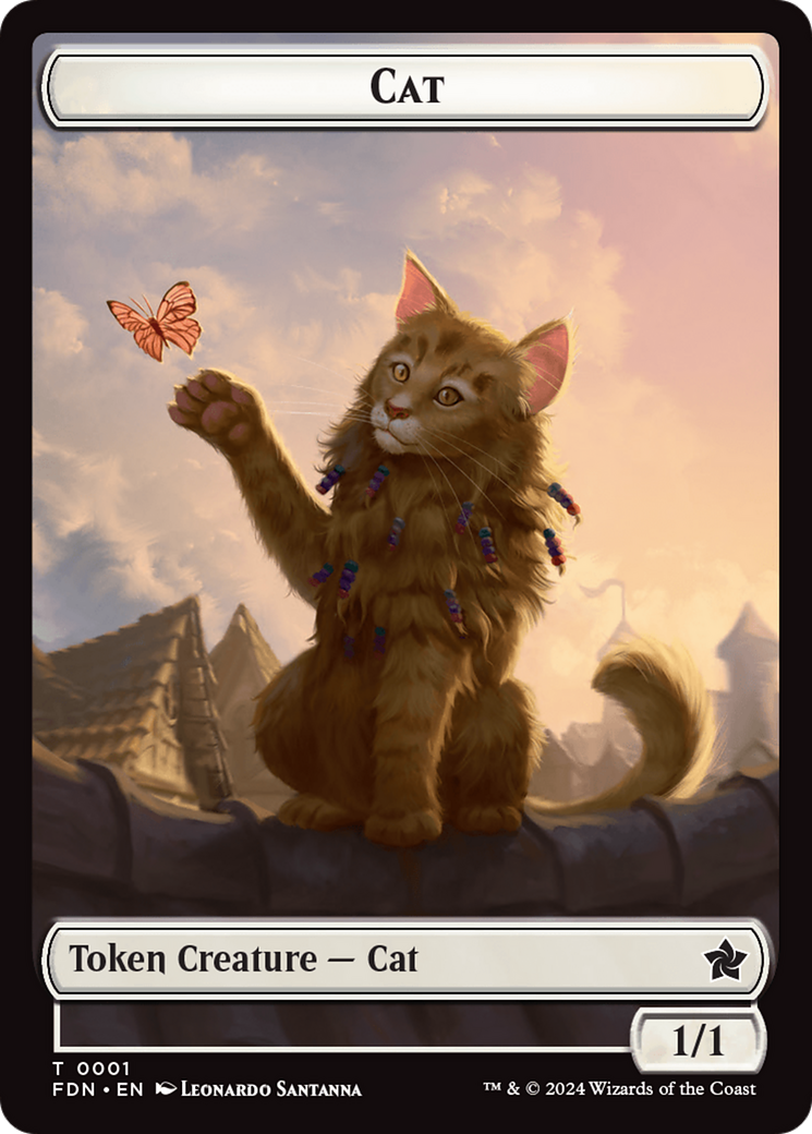 Cat (0001) // Cat (0002) Doubled-Sided Token [Foundations Tokens] | Chromatic Games