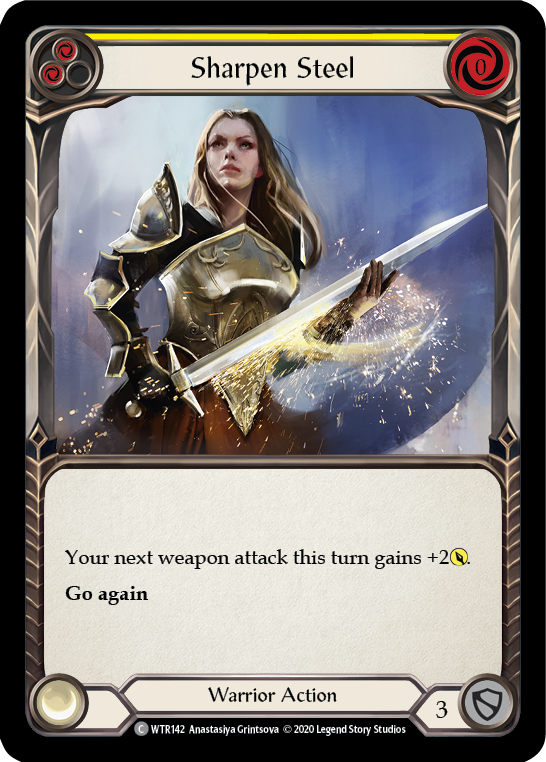 Sharpen Steel (Yellow) [U-WTR142] (Welcome to Rathe Unlimited)  Unlimited Rainbow Foil | Chromatic Games