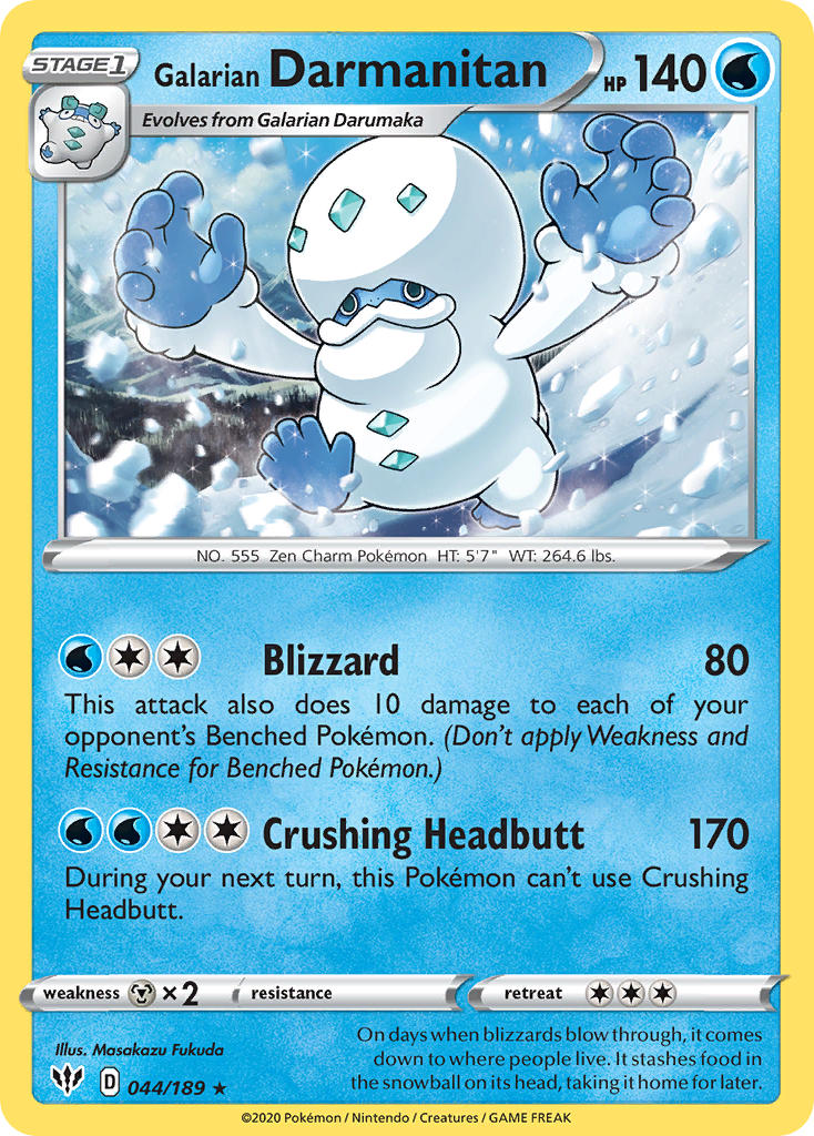 Galarian Darmanitan (044/189) (Cracked Ice Holo) (Theme Deck Exclusive) [Sword & Shield: Darkness Ablaze] | Chromatic Games