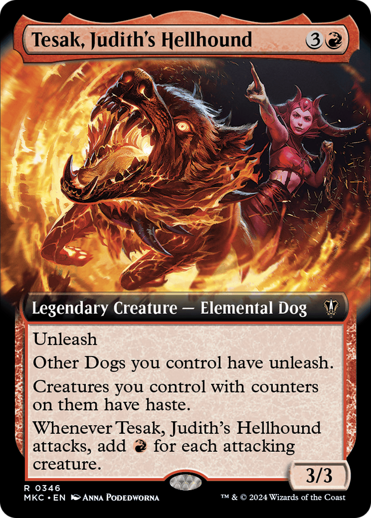 Tesak, Judith's Hellhound (Extended Art) [Murders at Karlov Manor Commander] | Chromatic Games