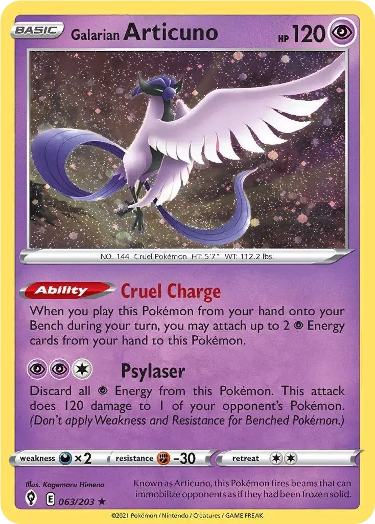 Galarian Articuno (063/203) (Cosmos Holo) [Sword & Shield: Evolving Skies] | Chromatic Games