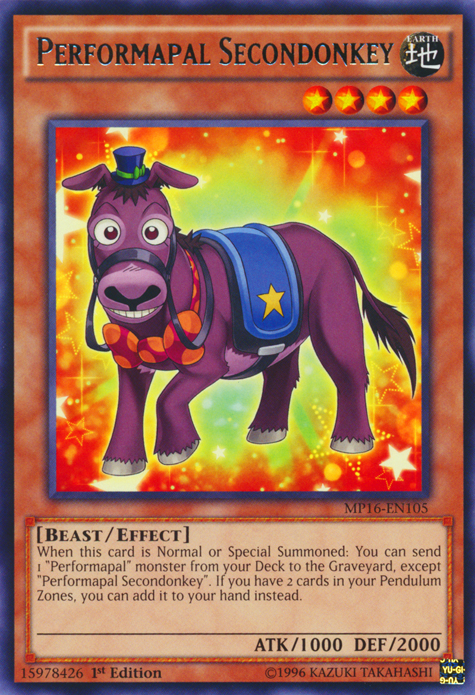 Performapal Secondonkey [MP16-EN105] Rare | Chromatic Games