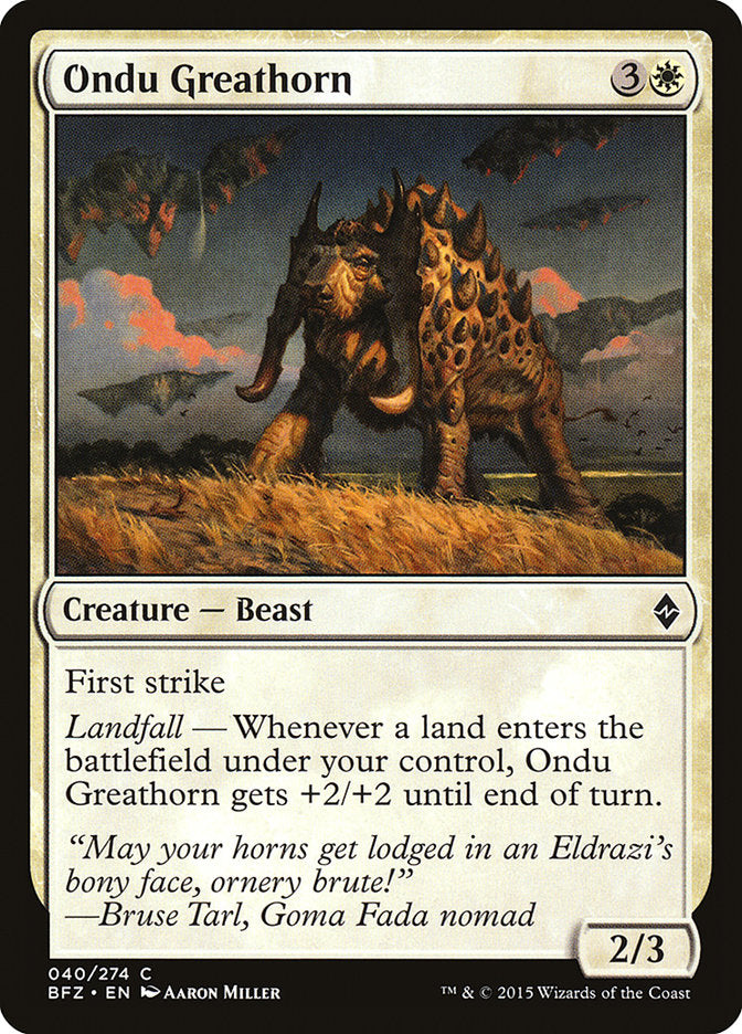 Ondu Greathorn 40/274 (Battle for Zendikar)  - Foil | Chromatic Games