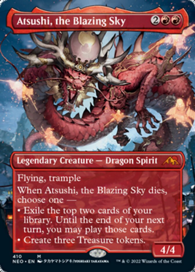 Atsushi, the Blazing Sky (Borderless Alternate Art) [Kamigawa: Neon Dynasty] | Chromatic Games