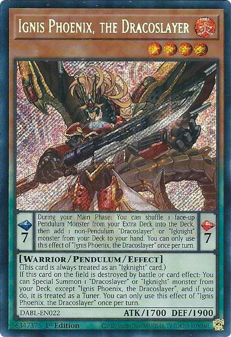 Ignis Phoenix, the Dracoslayer [DABL-EN022] Secret Rare | Chromatic Games