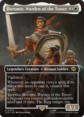 Boromir, Warden of the Tower (Borderless Alternate Art) [The Lord of the Rings: Tales of Middle-Earth] | Chromatic Games