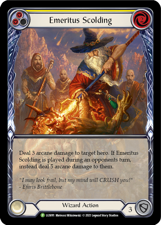 Emeritus Scolding (Yellow Extended Art) [LGS091] (Promo)  Rainbow Foil | Chromatic Games