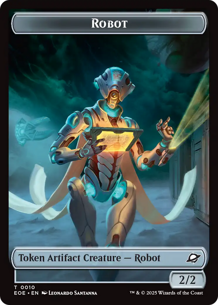 Robot // Emblem - Tezzeret, Cruel Captain Double-Sided Token [Edge of Eternities Tokens] | Chromatic Games