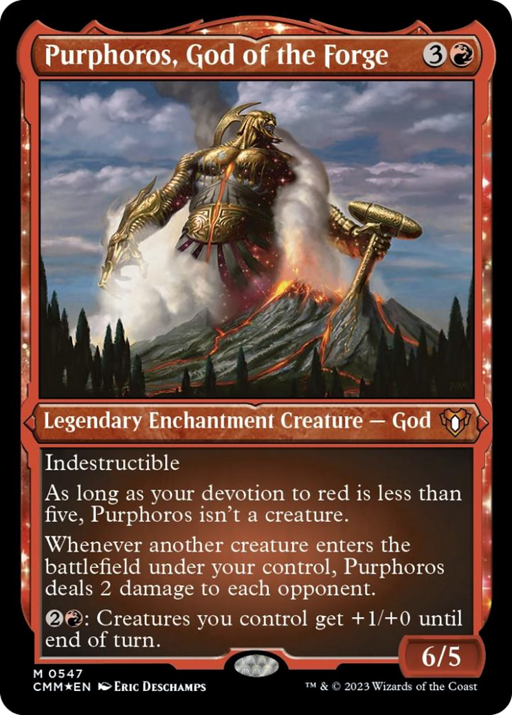 Purphoros, God of the Forge (Foil Etched) [Commander Masters] | Chromatic Games