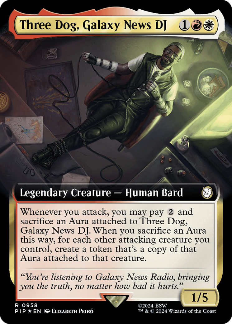 Three Dog, Galaxy News DJ (Extended Art) (Surge Foil) [Fallout] | Chromatic Games