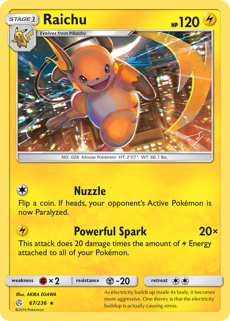 Raichu (67/236) [Sun & Moon: Cosmic Eclipse] | Chromatic Games