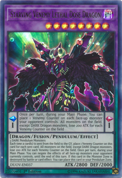 Starving Venemy Lethal Dose Dragon [DUOV-EN037] Ultra Rare | Chromatic Games