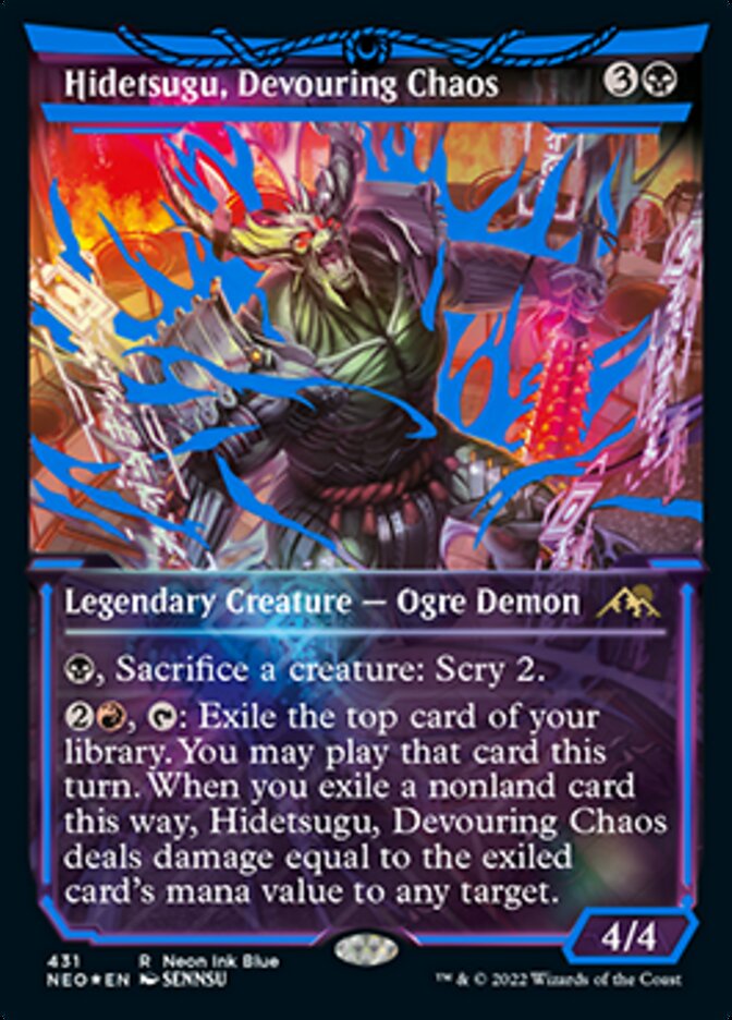 Hidetsugu, Devouring Chaos (Neon Ink Blue) [Kamigawa: Neon Dynasty] | Chromatic Games