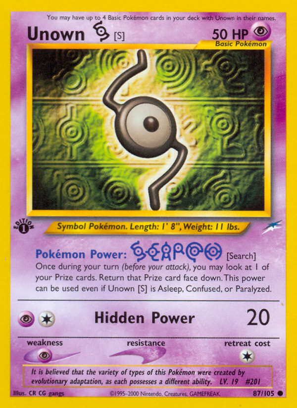 Unown [S] (87/105) [Neo Destiny 1st Edition] | Chromatic Games