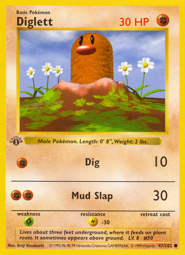 Diglett (47/102) (Shadowless) [Base Set 1st Edition] | Chromatic Games