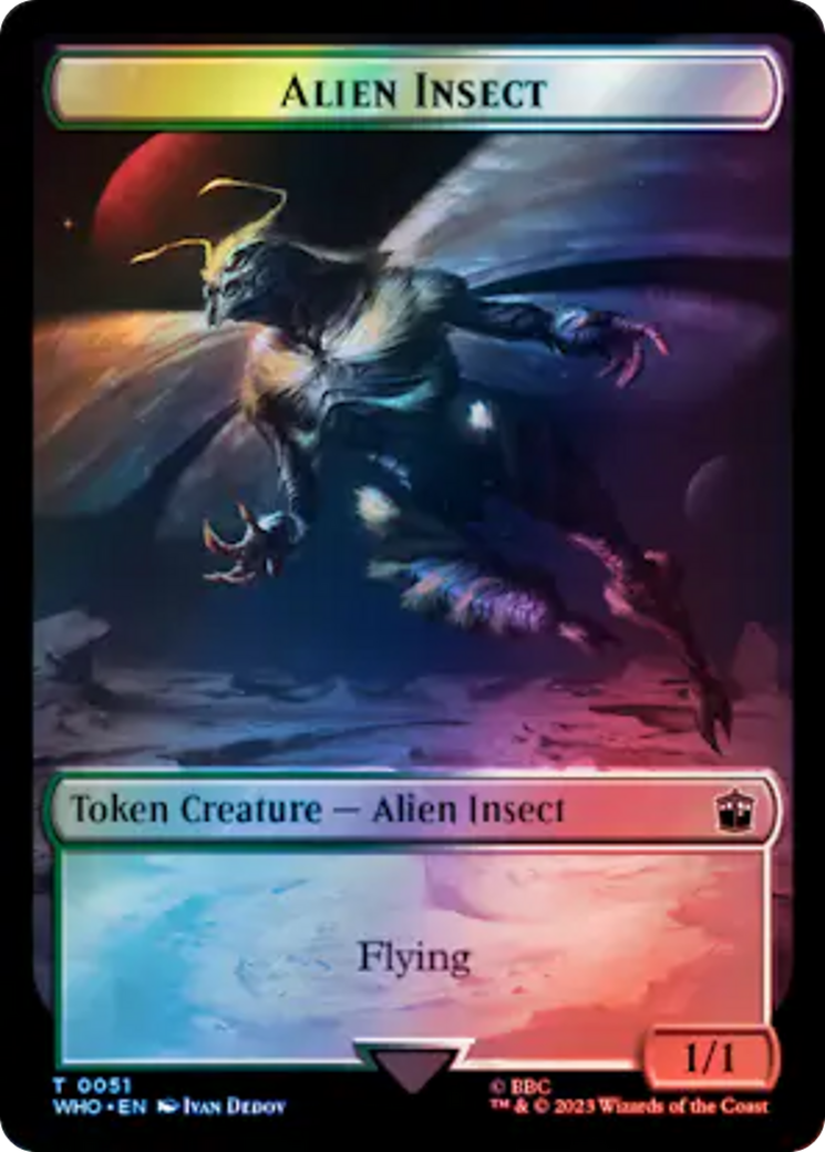 Soldier // Alien Insect Double-Sided Token (Surge Foil) [Doctor Who Tokens] | Chromatic Games