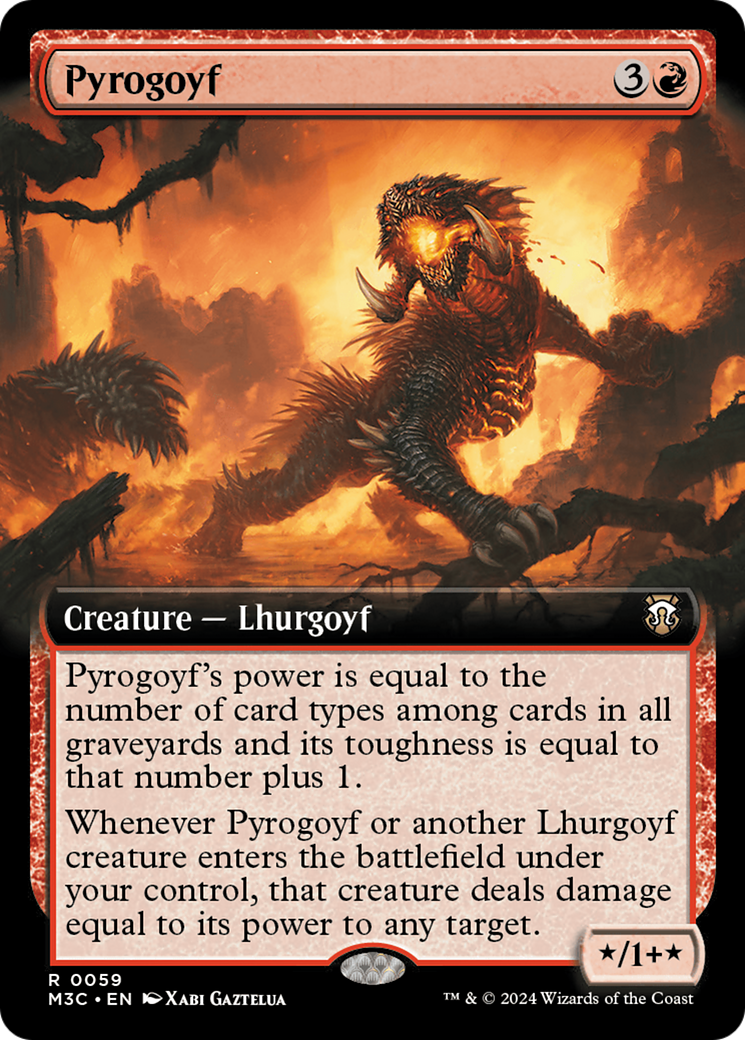 Pyrogoyf (Extended Art) (Ripple Foil) [Modern Horizons 3 Commander] | Chromatic Games