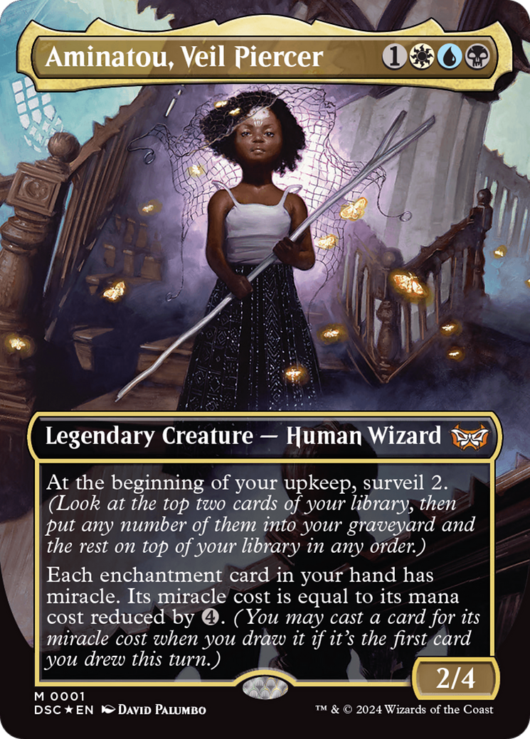 Aminatou, Veil Piercer (Borderless) [Duskmourn: House of Horror Commander] | Chromatic Games