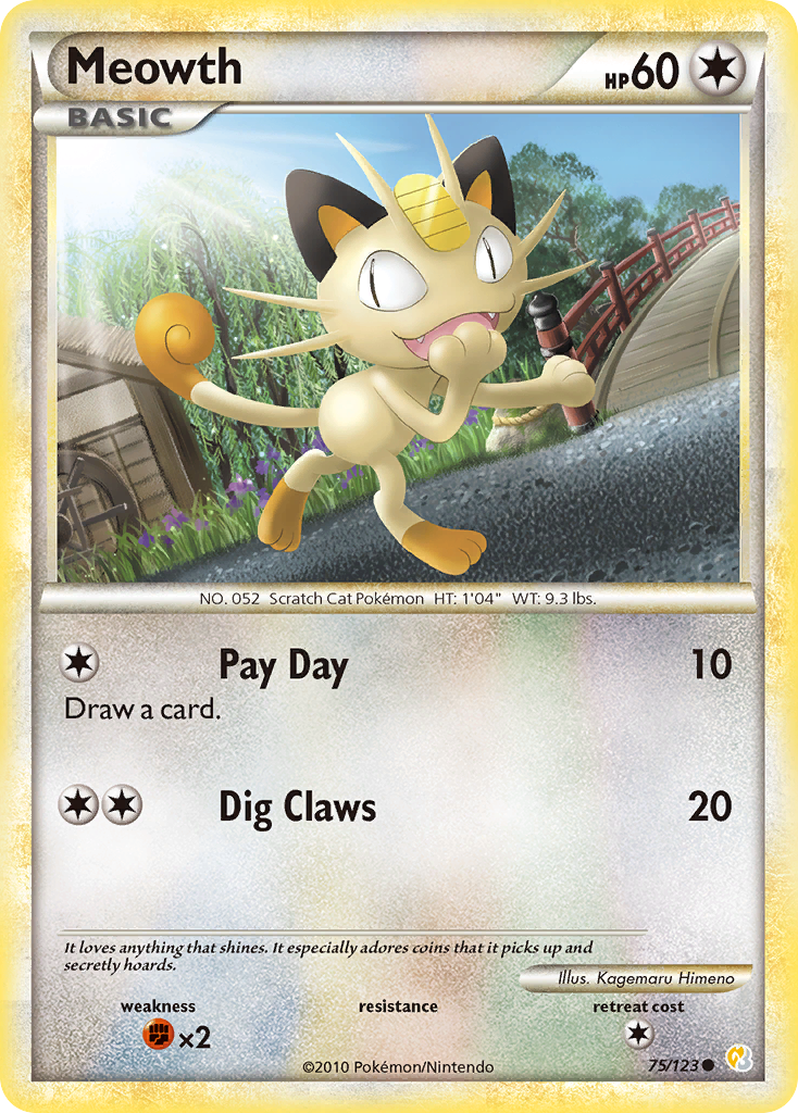 Meowth (75/123) [HeartGold & SoulSilver: Base Set] | Chromatic Games