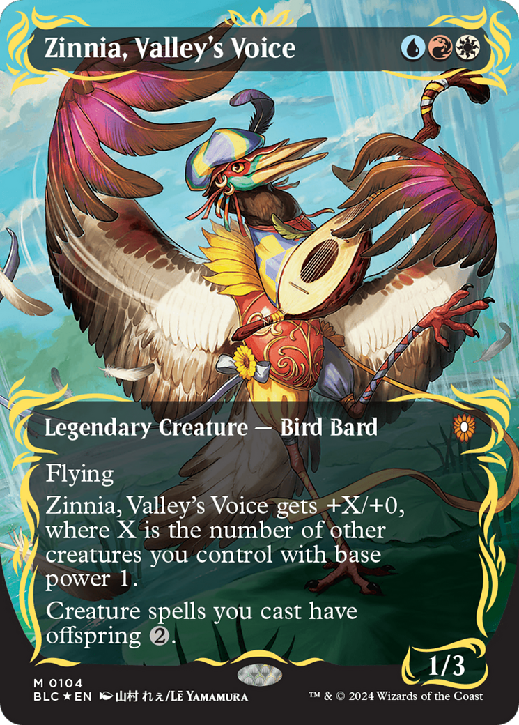 Zinnia, Valley's Voice (Borderless) (Raised Foil) [Bloomburrow Commander] | Chromatic Games