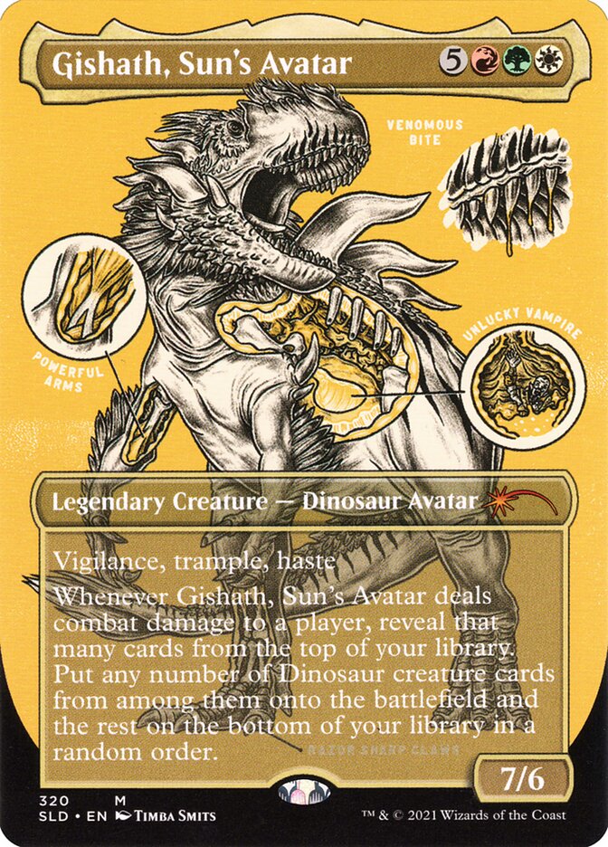 Gishath, Sun's Avatar (Borderless Foil Etched) [Secret Lair Drop Series] | Chromatic Games