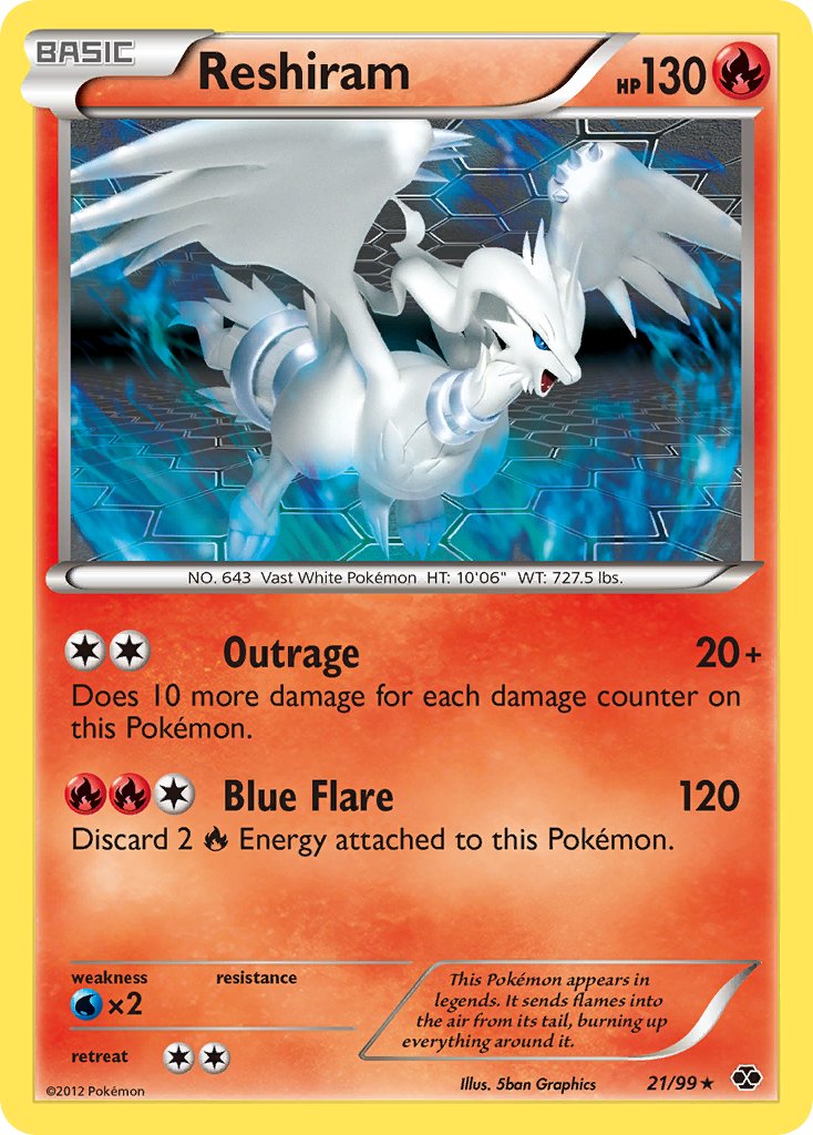 Reshiram (21/99) (Theme Deck Exclusive) [Black & White: Next Destinies] | Chromatic Games