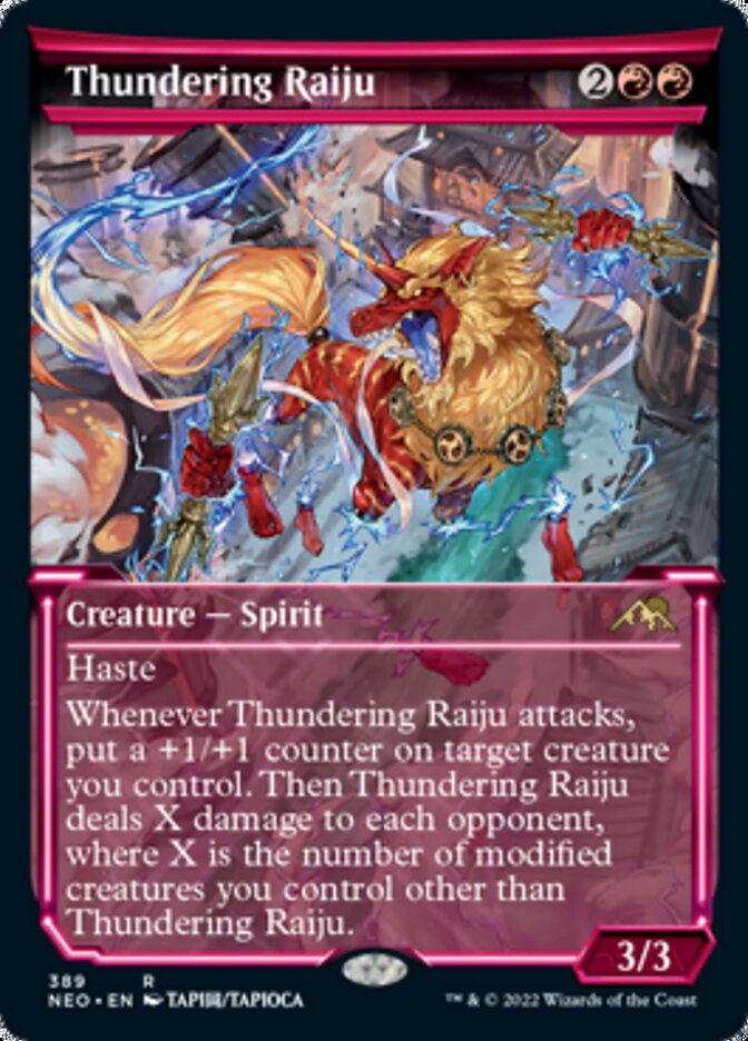 Thundering Raiju (Showcase Soft Glow) [Kamigawa: Neon Dynasty] | Chromatic Games