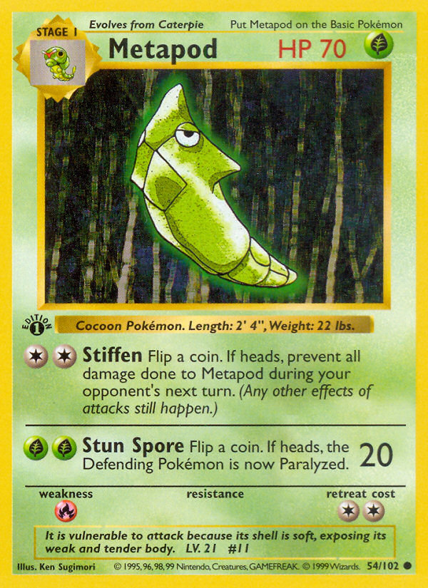 Metapod (54/102) (Shadowless) [Base Set 1st Edition] | Chromatic Games