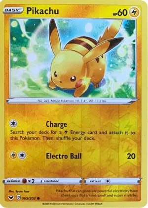 Pikachu (065/202) (Reverse Cosmos Holo) [Sword & Shield: Base Set] | Chromatic Games
