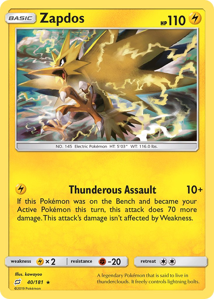 Zapdos (40/181) (Theme Deck Exclusive) [Sun & Moon: Team Up] | Chromatic Games