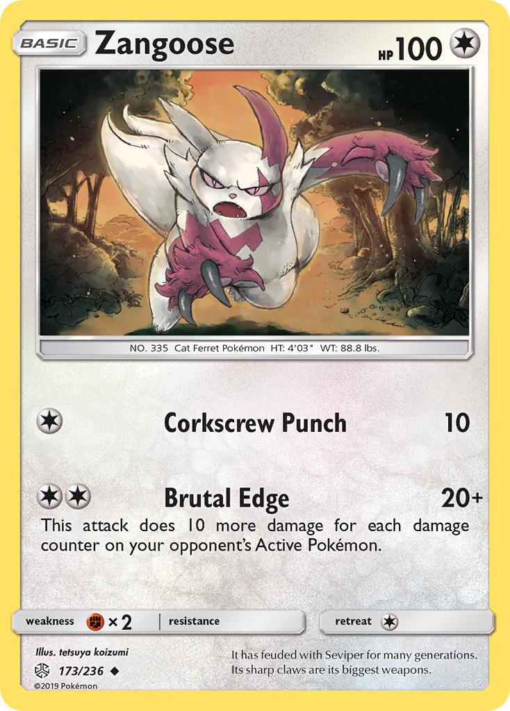 Zangoose (173/236) [Sun & Moon: Cosmic Eclipse] | Chromatic Games