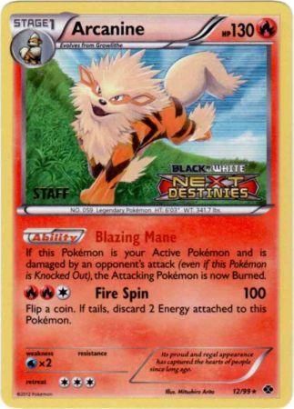 Arcanine (12/99) (Staff Prerelease Promo) [Black & White: Black Star Promos] | Chromatic Games