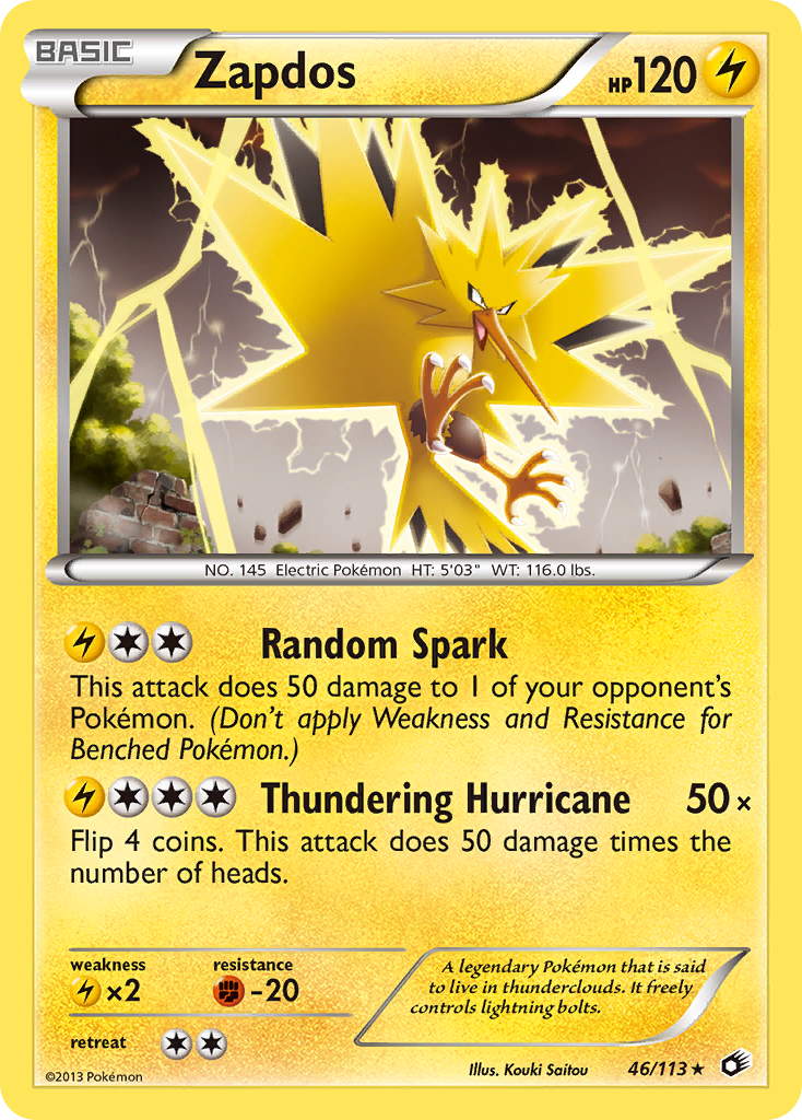 Zapdos (46/113) (Theme Deck Exclusive) [Black & White: Legendary Treasures] | Chromatic Games