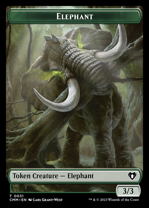 Clue // Elephant Double-Sided Token [Commander Masters Tokens] | Chromatic Games