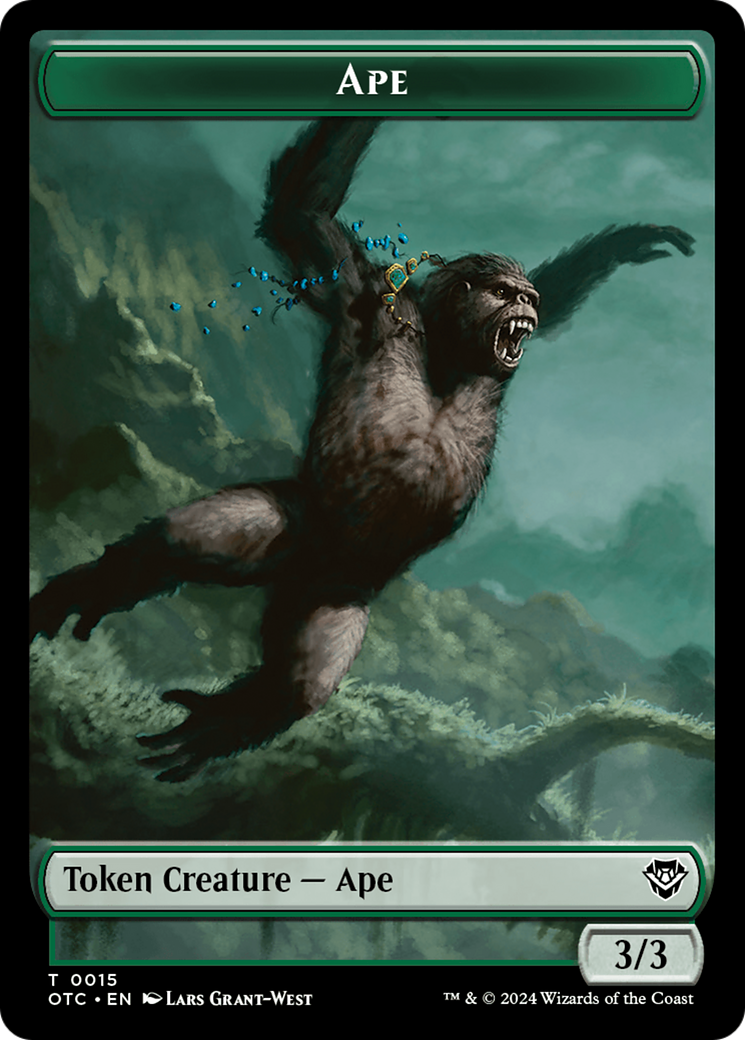 Ape // Shark Double-Sided Token [Outlaws of Thunder Junction Commander Tokens] | Chromatic Games