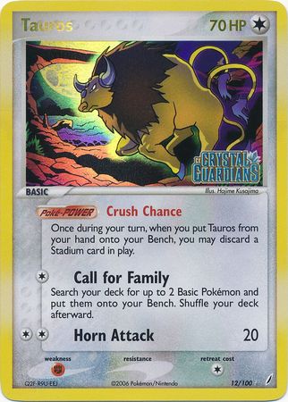 Tauros (12/100) (Stamped) [EX: Crystal Guardians] | Chromatic Games