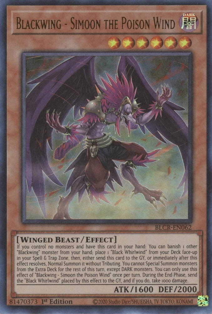 Blackwing - Simoon the Poison Wind [BLCR-EN062] Ultra Rare | Chromatic Games