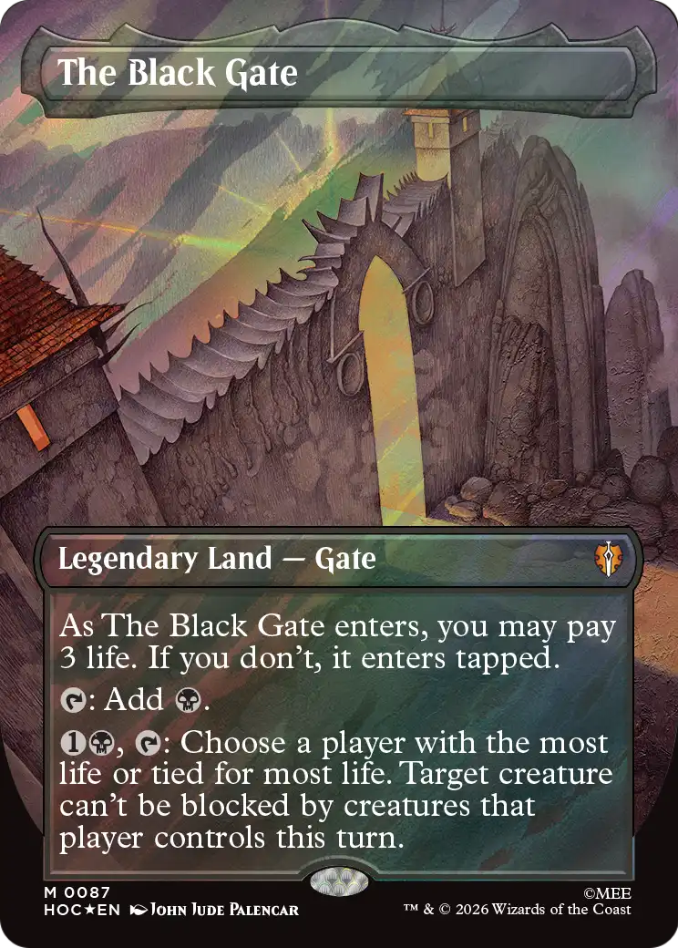 The Black Gate (Borderless) (Surge Foil) [The Hobbit: Eternal-Legal] | Chromatic Games