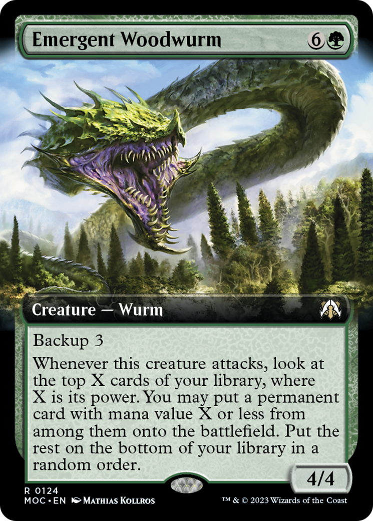 Emergent Woodwurm (Extended Art) [March of the Machine Commander] | Chromatic Games