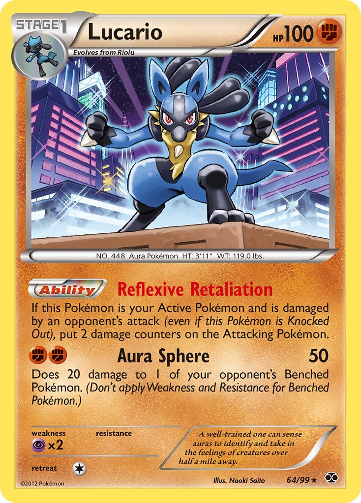 Lucario (64/99) (Cosmos Holo) (Blister Exclusive) [Black & White: Next Destinies] | Chromatic Games