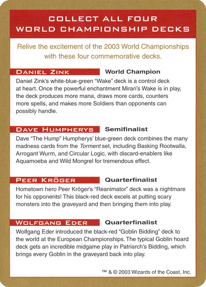 2003 World Championships Ad [World Championship Decks 2003] | Chromatic Games