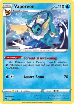 Vaporeon (030/185) [Sword & Shield: Vivid Voltage] | Chromatic Games