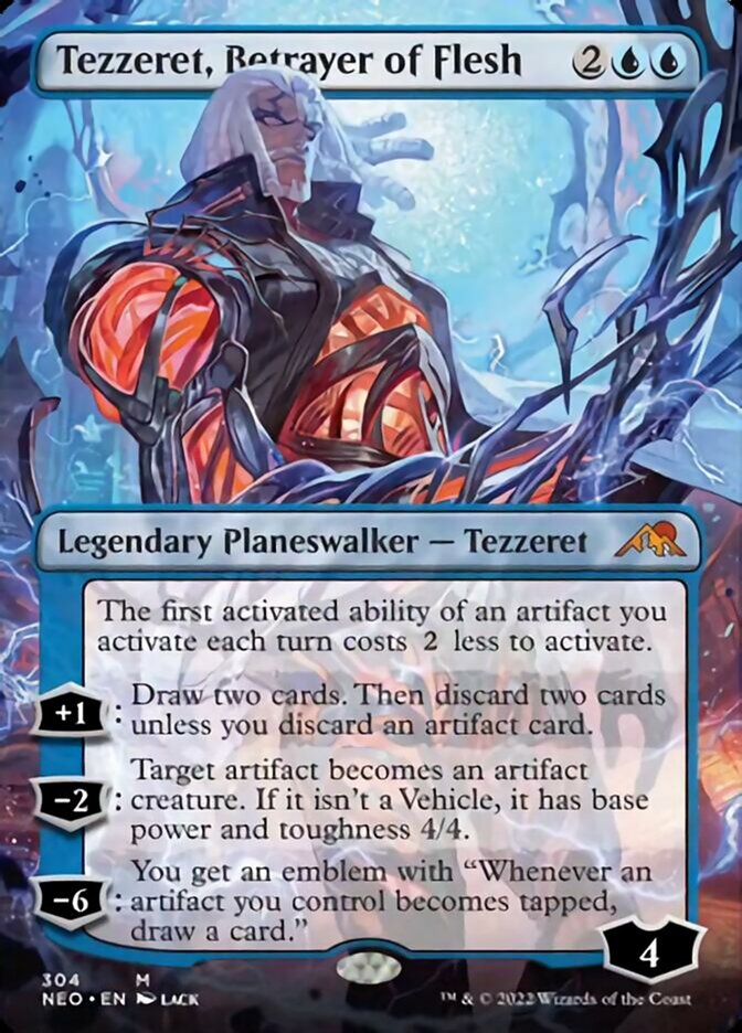 Tezzeret, Betrayer of Flesh (Borderless) [Kamigawa: Neon Dynasty] | Chromatic Games