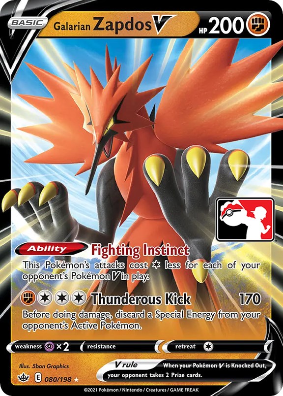 Galarian Zapdos V (080/198) [Prize Pack Series One] | Chromatic Games